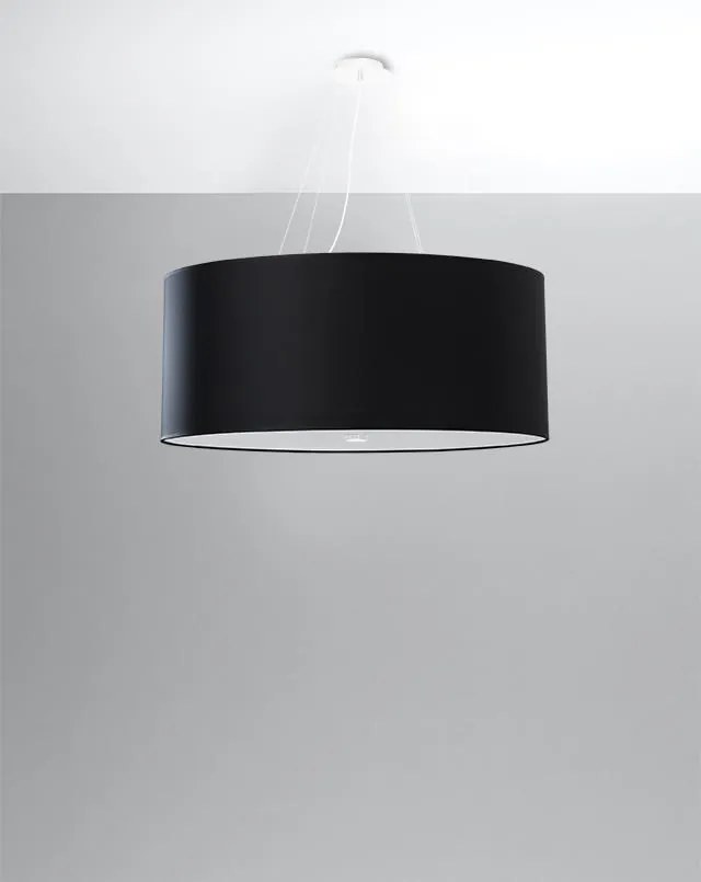 Závesné svietidlo Otto, 1x čierne textilné tienidlo, (biele sklo), (fi 70 cm)