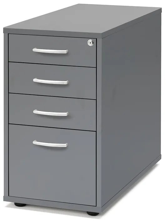 Kancelársky kontajner FLEXUS, 4 zásuvky, 720x400x800 mm, šedý