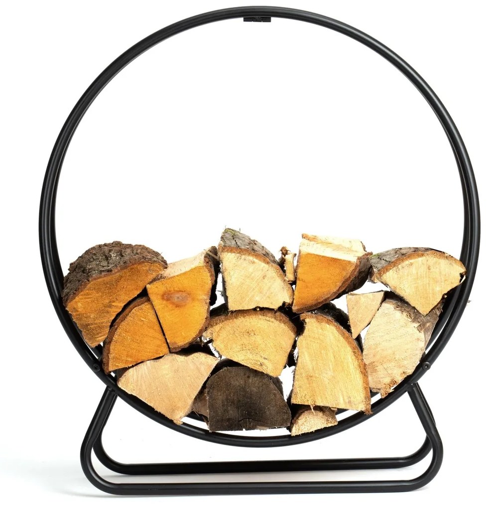 Kovový stojan na palivové drevo HOBRO čierny