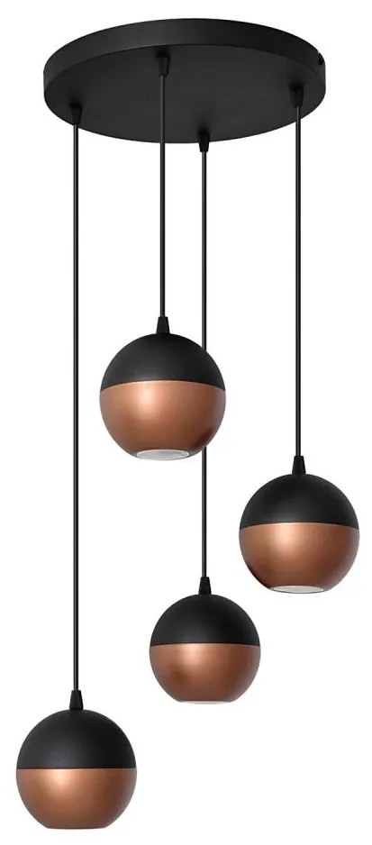 LED Luster na lanku MIDWAY 4xGU10/4,8W/230V čierna/medená