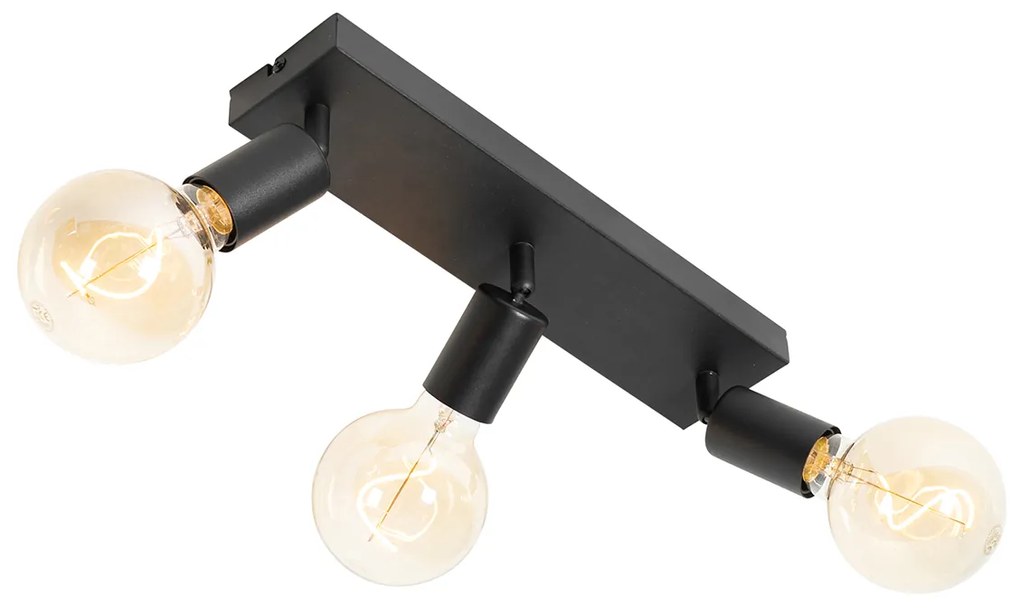 Moderné bodové svetlo čierne obdĺžnikové 3-svetlo - Facil