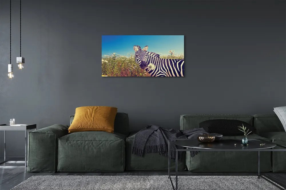 Obraz na plátne zebra kvety 120x60 cm