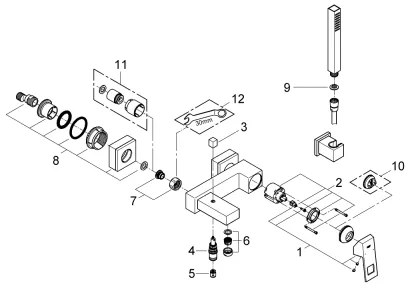 GROHE 23141000 - Vaňová batéria EUROCUBE DN 15 lesklý chróm