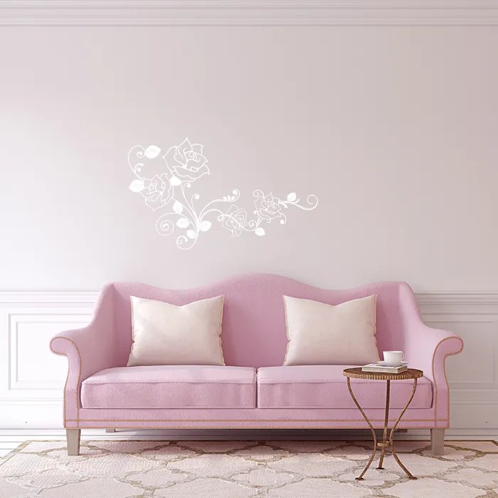 Sablio Samolepka na stenu: Ornament z růží - 120x109 cm
