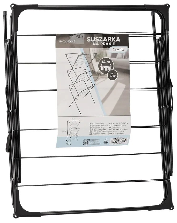 Aldotrade Sušiak na bielizeň CAMILLA čierna, 62 x 51 x 136,5 cm