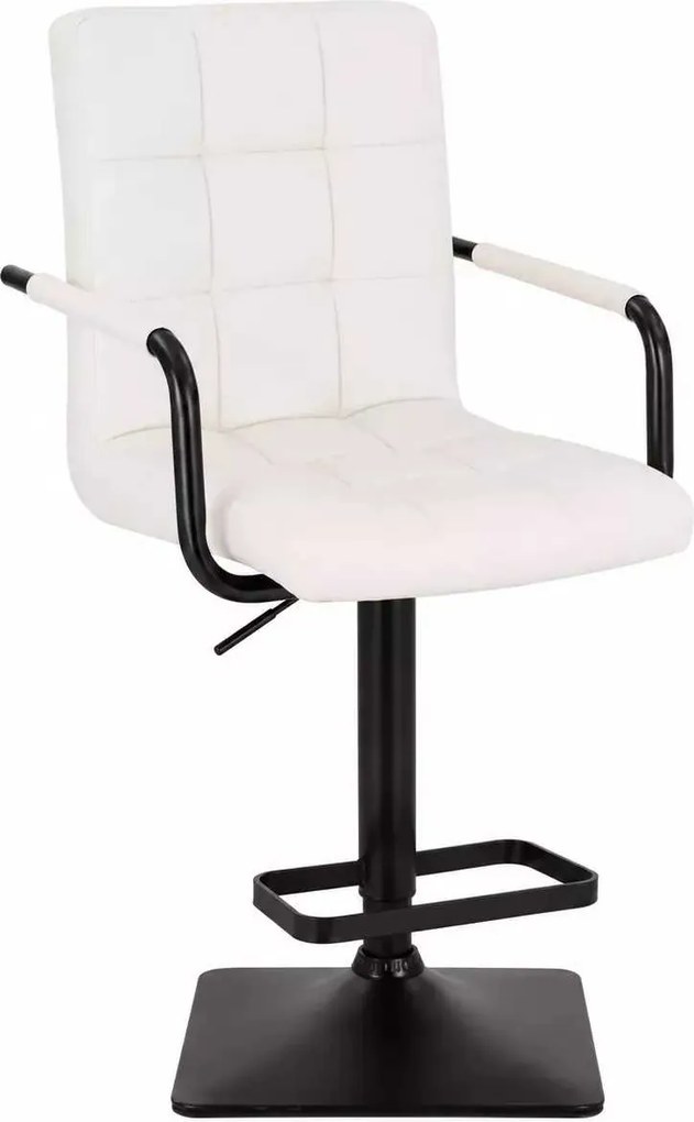 LuxuryForm DESIGN Barová stolička VERONA BLACK na čiernej hranatej podstave - biela
