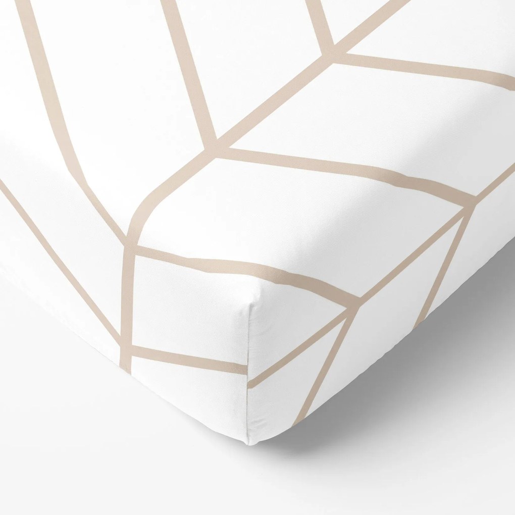 Goldea bavlnená napínacia plachta - béžový cikcak na bielom 120 x 200 cm