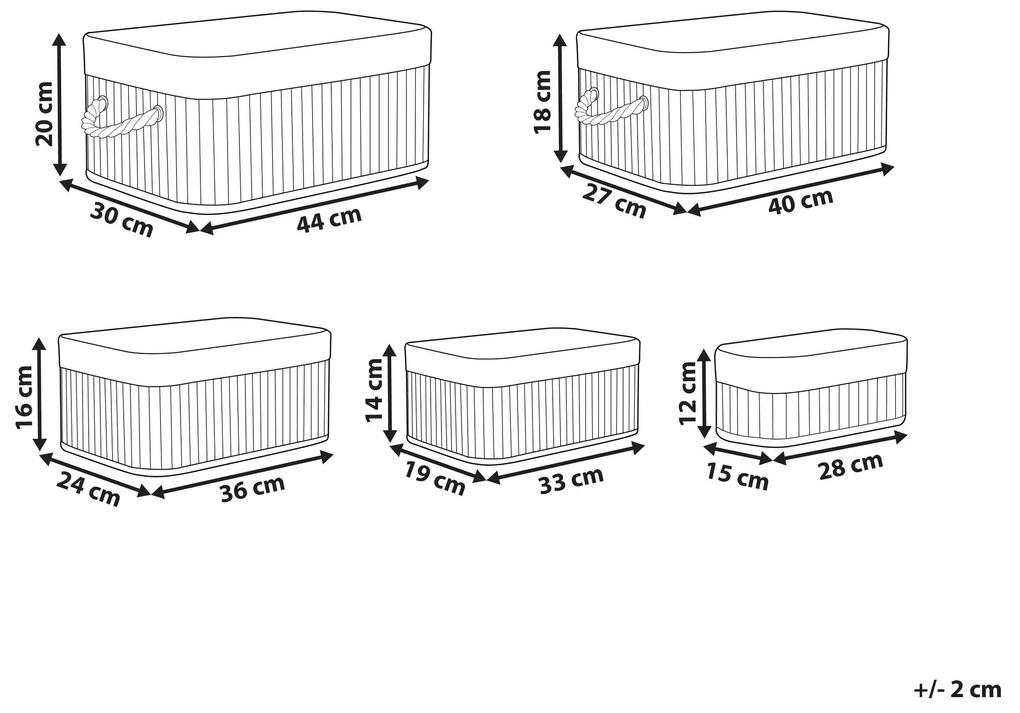 Sada 5 bambusových košíkov sivá TALPE Beliani