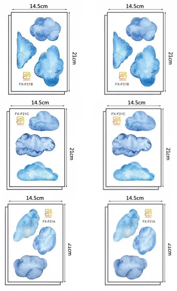 Samolepka na stenu "Obláčiky" 8 - 11 cm