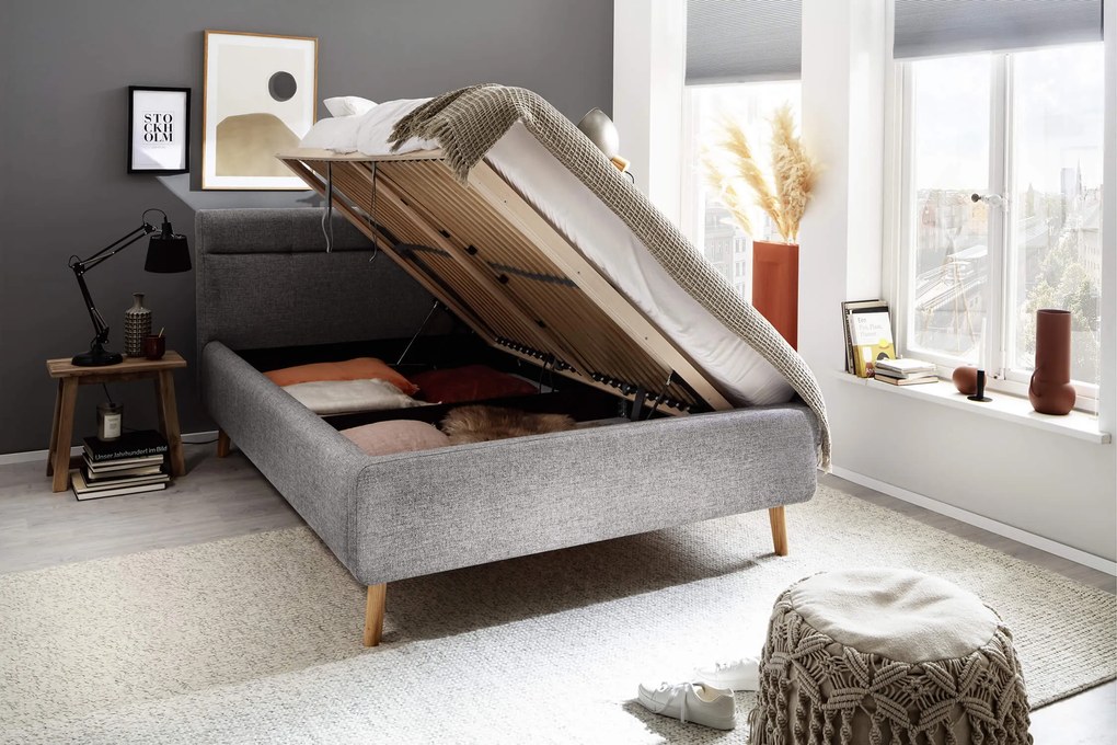 Dvojlôžková posteľ anika s úložným priestorom 140 x 200 cm sivá MUZZA