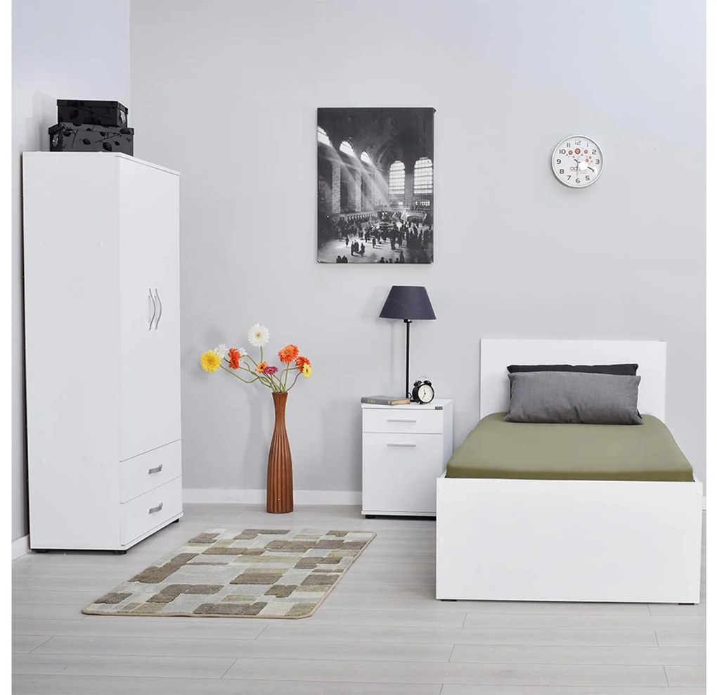Jednolôžková posteľ 90 cm Vobima 1 (biela) (s roštom). Vlastná spoľahlivá doprava až k Vám domov. 1094823