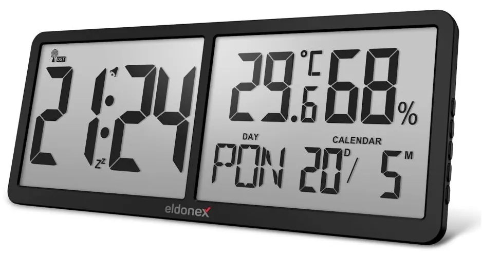 ELDONEX ECL-1110-BK - Digitálne nástenné hodiny TimeCheck 4xAA čierna
