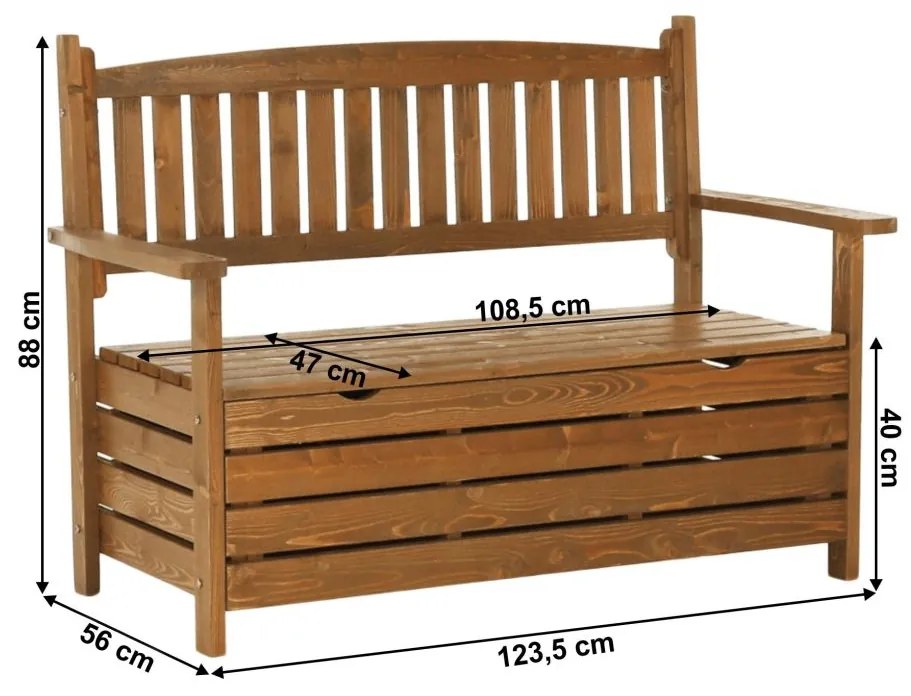 Záhradná lavička, hnedá, 123,5 cm, DILKA