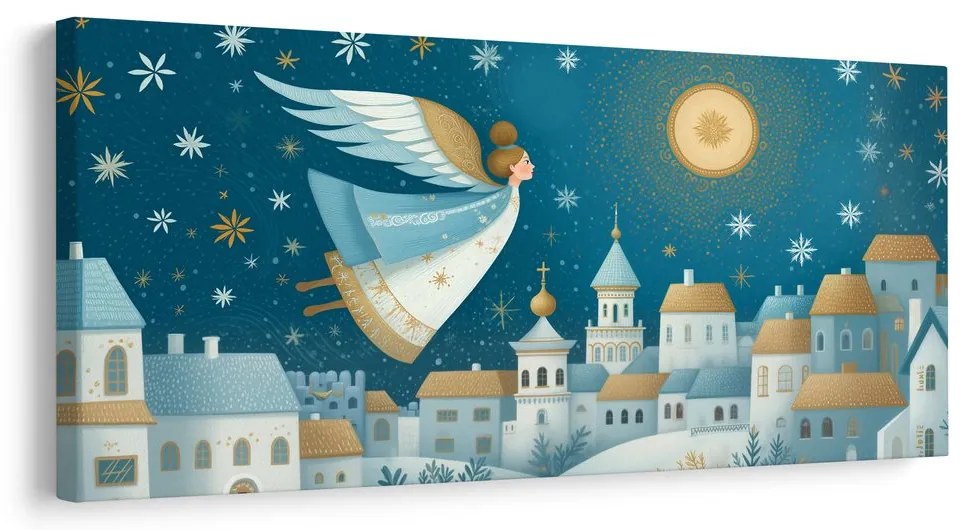 Obraz vianočná krajina s anjelom