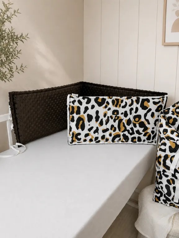 Mantinel do postieľky Leopard obojstranný 180x30 cm bavlna + minky