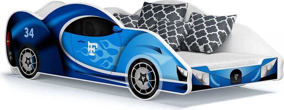 Detská posteľ auto STUART 180x90 cm - modrá (15)