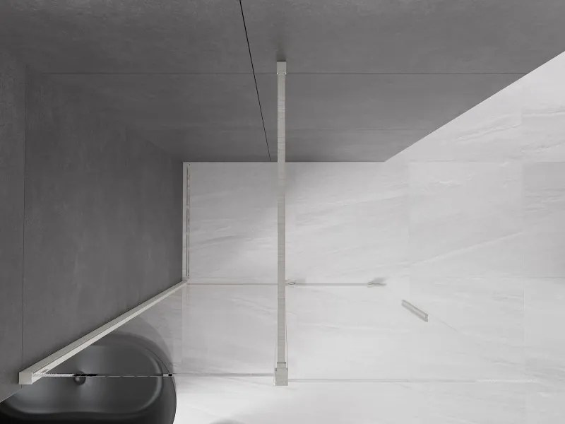 Mexen Velar, sprchová zástena s posuvnými dverami Walk-in 140 x 200 cm, 8mm číre sklo, brúsená oceľ, 871-140-000-03-97
