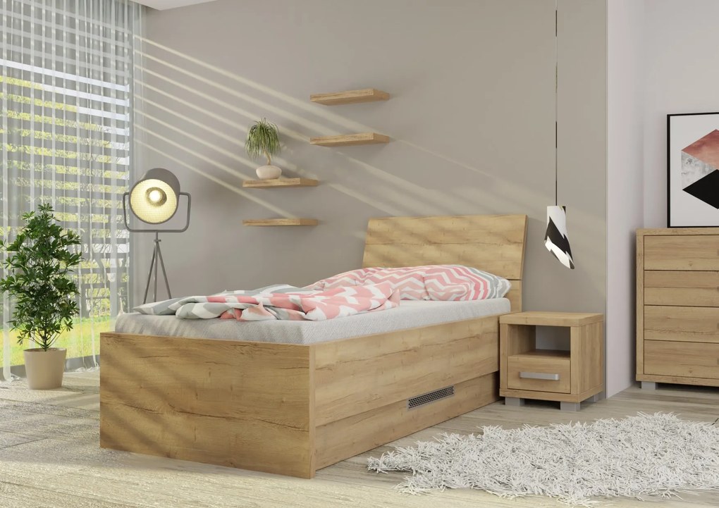Wood Service Jednolôžko Lenka s úložným priestorom 90 x 200