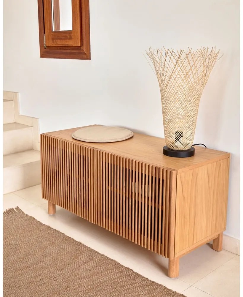 Skrinka na topánky v dekore duba s lavicou v prírodnej farbe Beyla – Kave Home