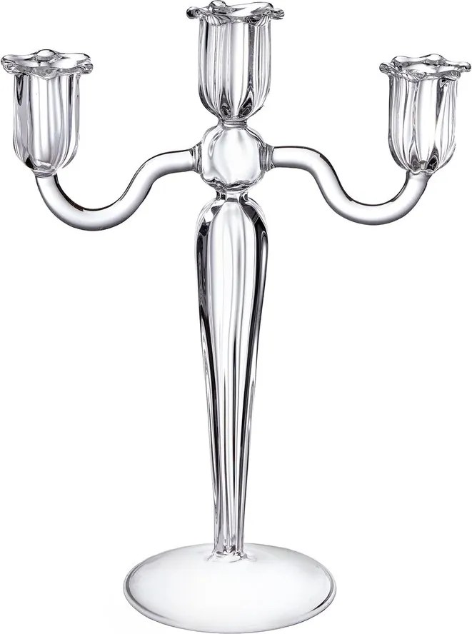 PURITY Svietnik na 3 dlhé sviečky 25 cm - číra