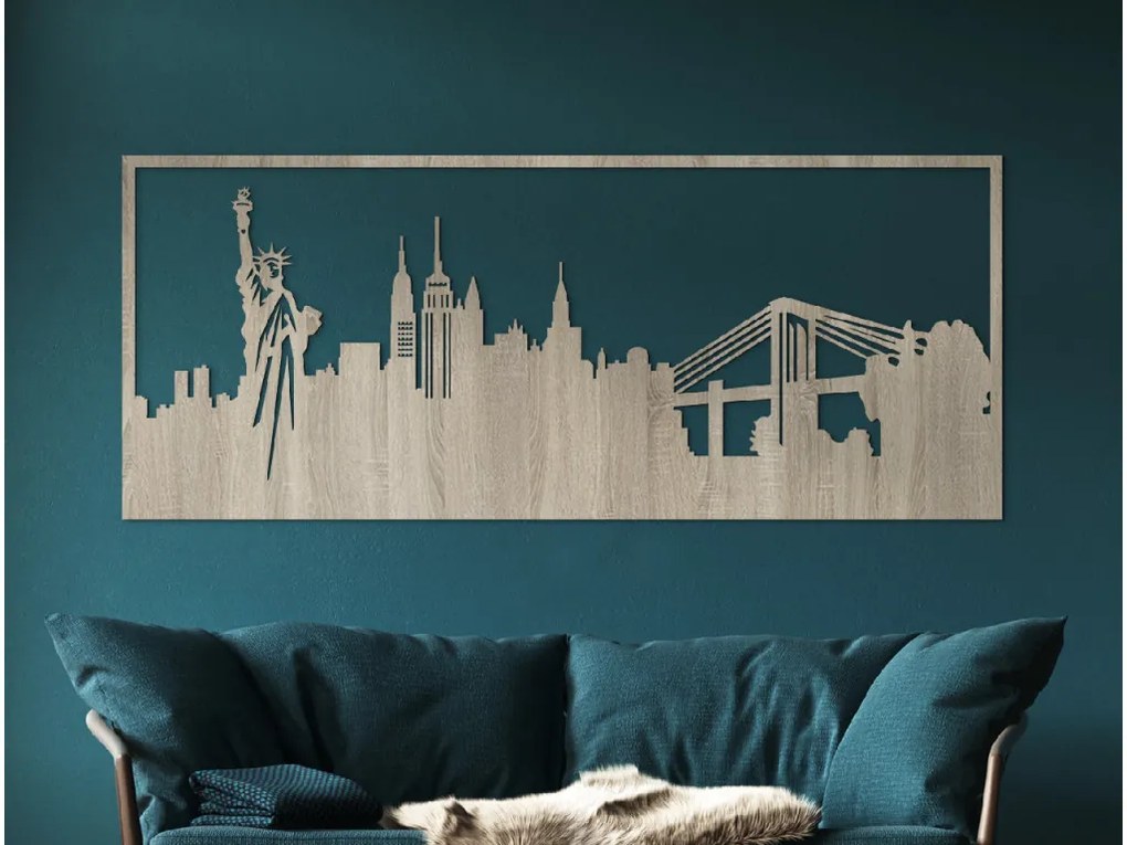 drevko Obraz New York Rozmer obrazu: 37 x 89 cm, Farba dekorácie: Čierna