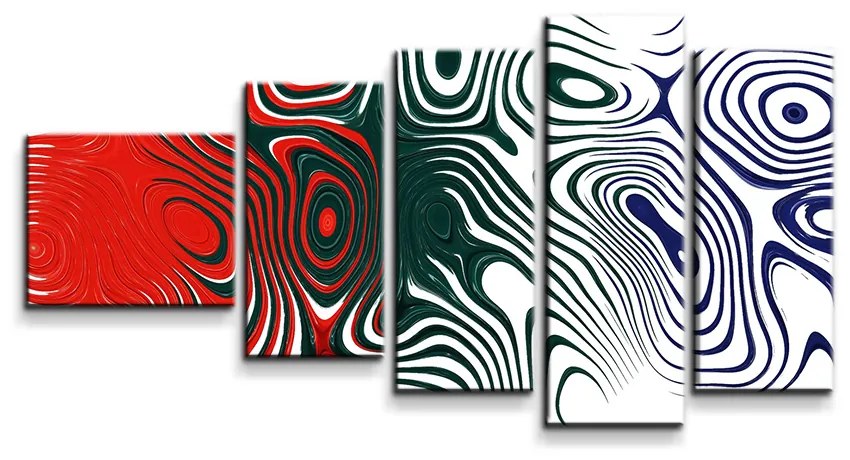 Sablio Obraz - 5-dílný Dvojfarebná abstrakcia - 100x60 cm