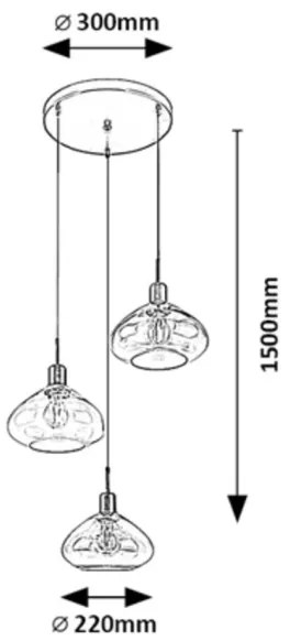 Rabalux 72023 - Luster na lanku DVORA 3xE27/40W/230V