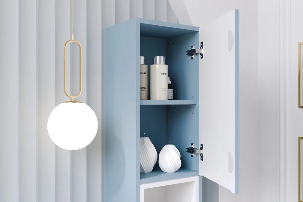 Závěsná vysoká koupelnová skříňka Nova Denim 80-30-2D modrá