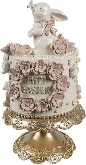 Dekorace květinový dort na podstavci s králíčkem - Ø 18*32 cm