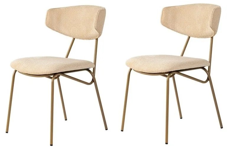 Súprava jedálenských stoličiek Nancy Beige and Gold, 2 ks