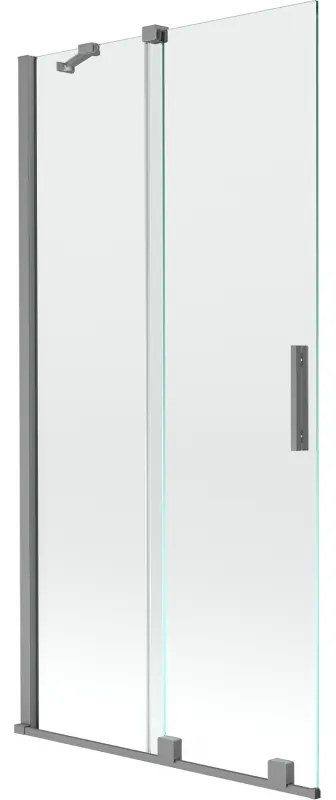 Mexen Velar, 2-krídlová posuvná vaňová zástena 90 x 150 cm, 8mm číre sklo, brúsený grafit, 896-090-000-01-95
