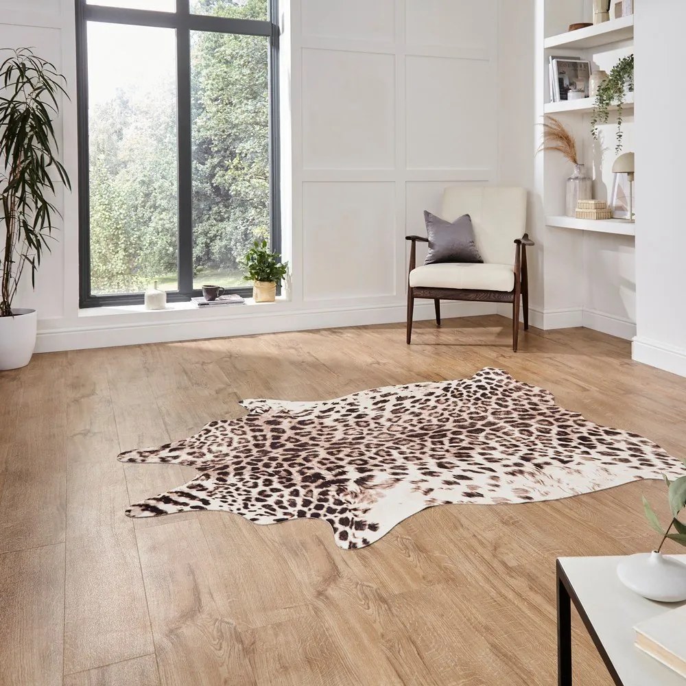 Hnedo-béžový koberec 155x130 cm Faux Leopard - Think Rugs