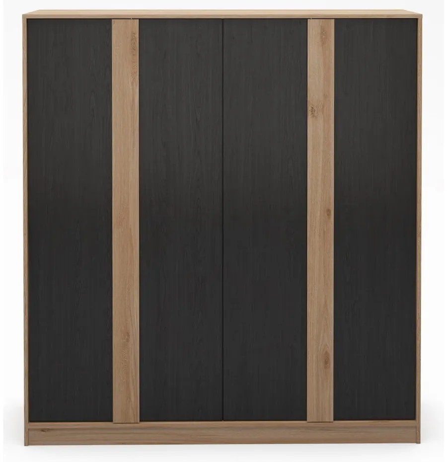 Šatníková skriňa v dekore duba v čierno-prírodnej farbe 180x197,5x53 cm Dennis – Marckeric
