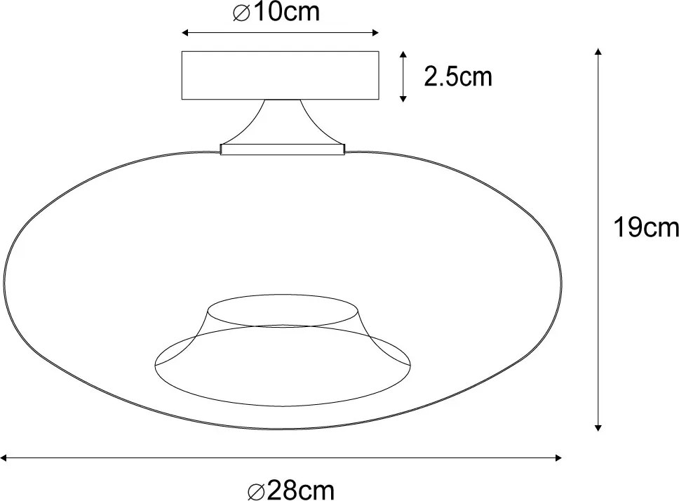 Art Deco stropné svietidlo mosadz s jantárovým sklom - Busa