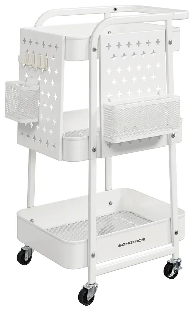 Pojízdný kuchyňský vozík Meshy bílý