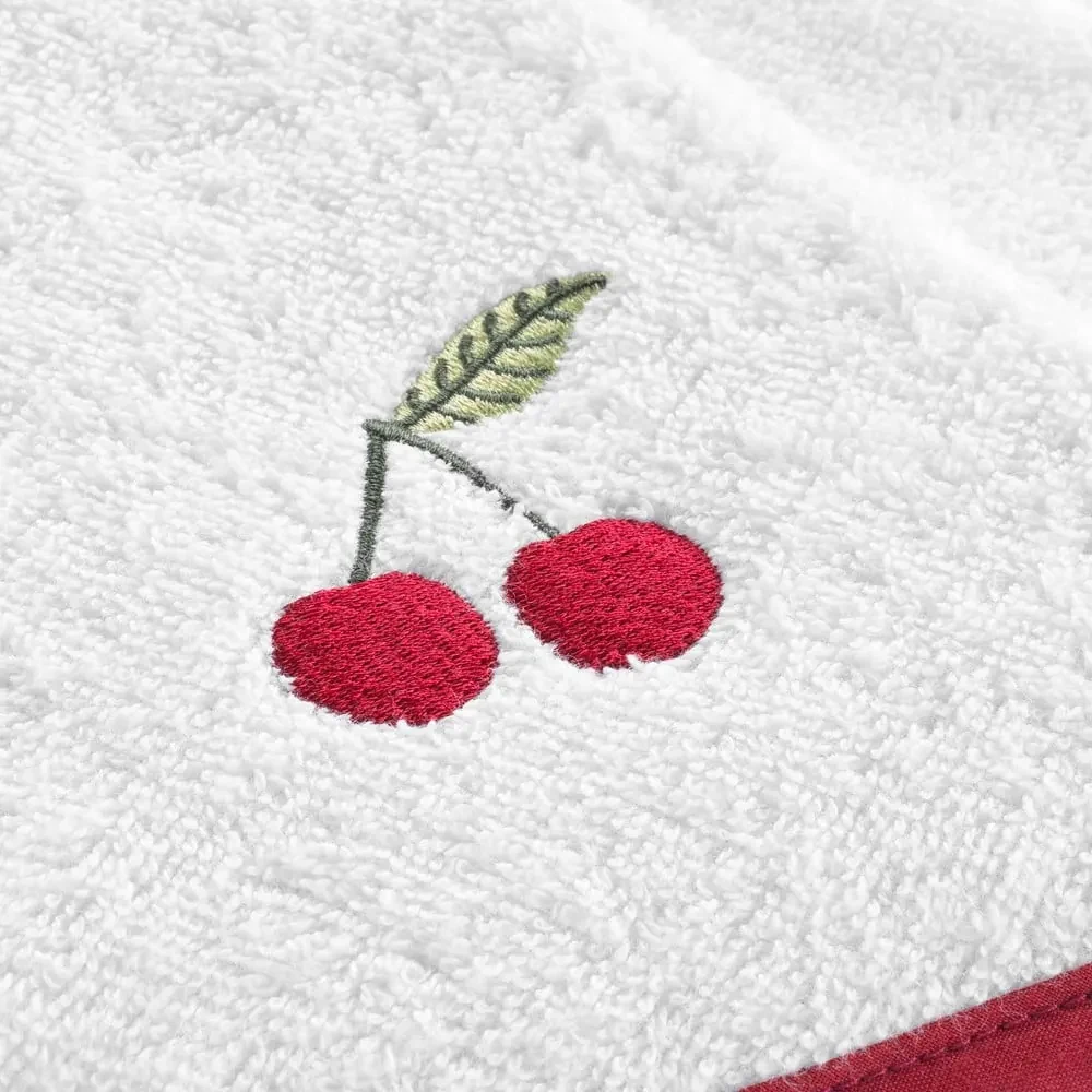 Červeno-biely froté bavlnený uterák 60 cm Cerisette – douceur d'intérieur