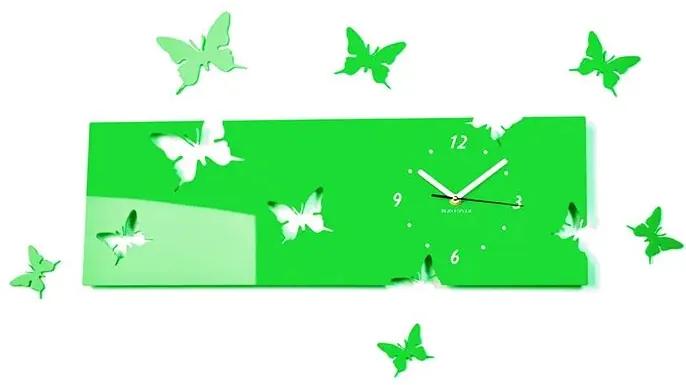 Nástenné akrylové hodiny Motýle2 - hrášková