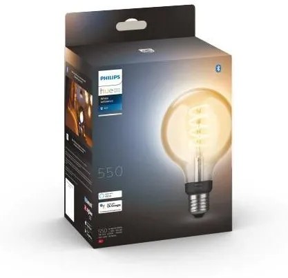 PHILIPS HUE Múdra LED filamentová žiarovka HUE, E27, G93, 7W, 550lm, teplá biela-neutrálna biela