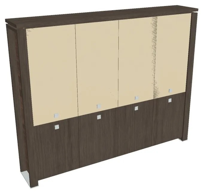 Vysoká skriňa Verno+ 260 x 46 x 210 cm, kombinované dvere, dub antracit / vanilka