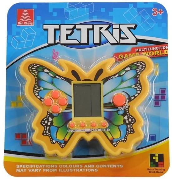 LEAN TOYS Elektronická hra Tetris v tvare motýľa - žltá