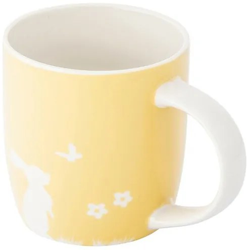 Altom Porcelánový hrnček Zajac s motýľom, 360 ml, žltá