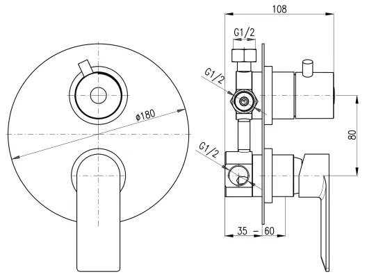 RAV Slezák NL187.3 – sprchová batéria pre podomietkovú inštaláciu NIL, lesklý chróm