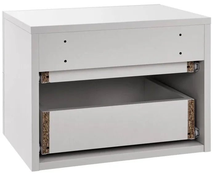 Nástenný nočný stolík 40x29x30 cm, 2 zásuvky, biely