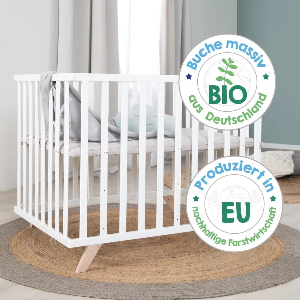 Detská ohrádka z bukového dreva s nastaviteľnou výškou 75x100 cm v prírodnej farbe Lil Planet – Roba