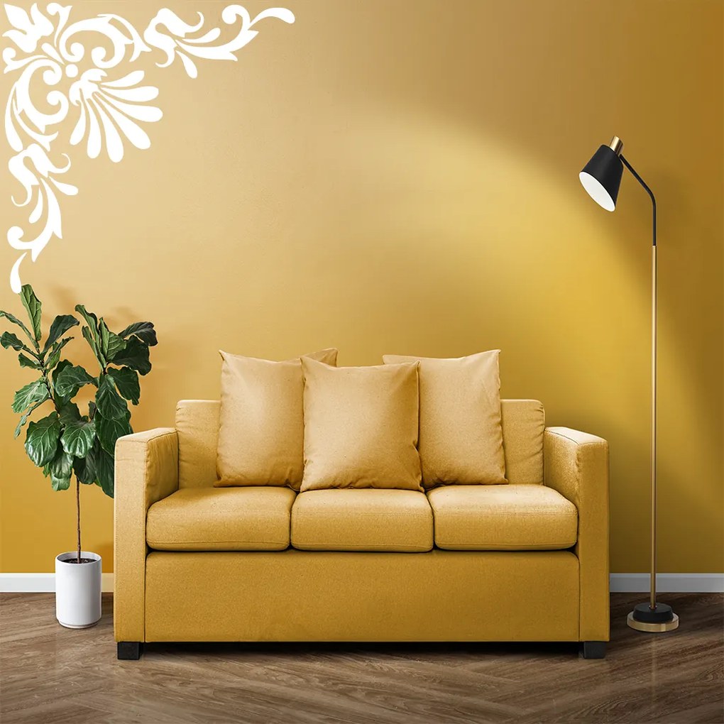 Veselá Stena Samolepka Ornament do rohu Farba: oranžová, Veľkosť: 60 x 60 cm