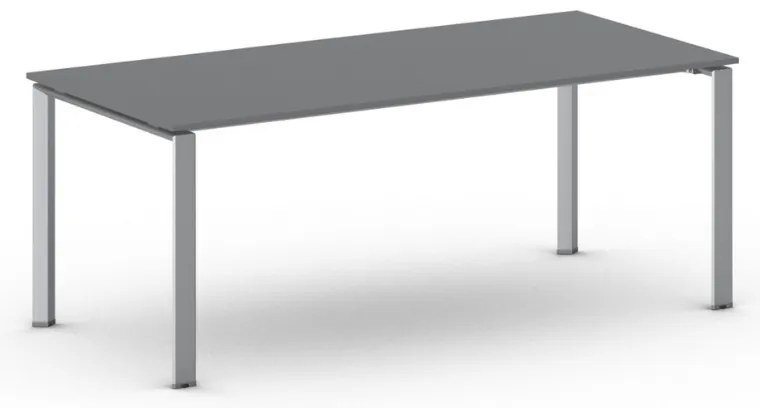 Rokovací kancelársky stôl PRIMO INFINITY, 200x90 cm, sivostrieborná podnož, grafit