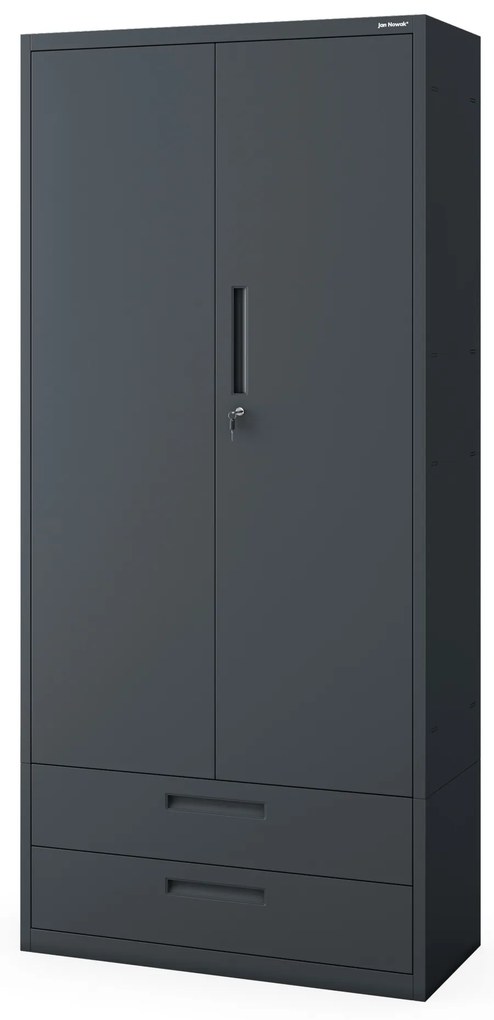 Kovová skriňa MEGAN – antracitová, dvojitá zásuvka, 195 cm