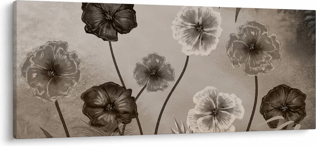 Obraz - Kreslené kvety (120x50 cm)