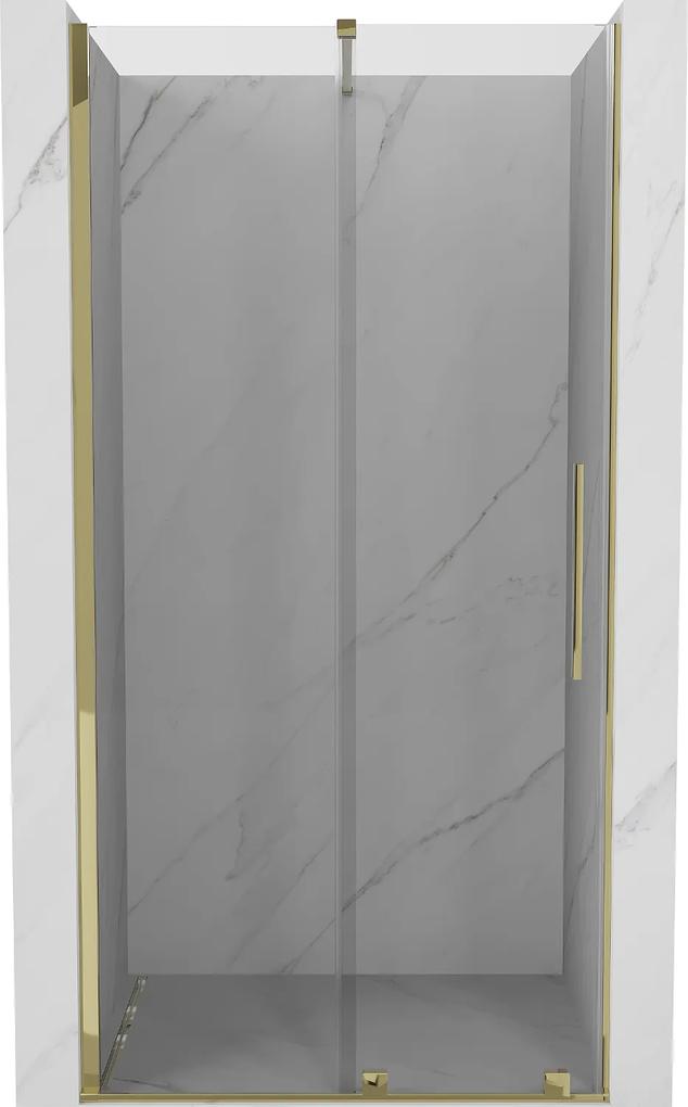 Mexen Velar, posuvné dvere do otvoru 85x200 cm, 8mm číre sklo, zlatý lesklý profil, 871-085-000-01-50