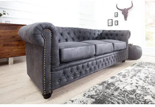 Sedacia súprava 37391 Chesterfield 3-sedenie Antik šedá - Komfort-nábytok